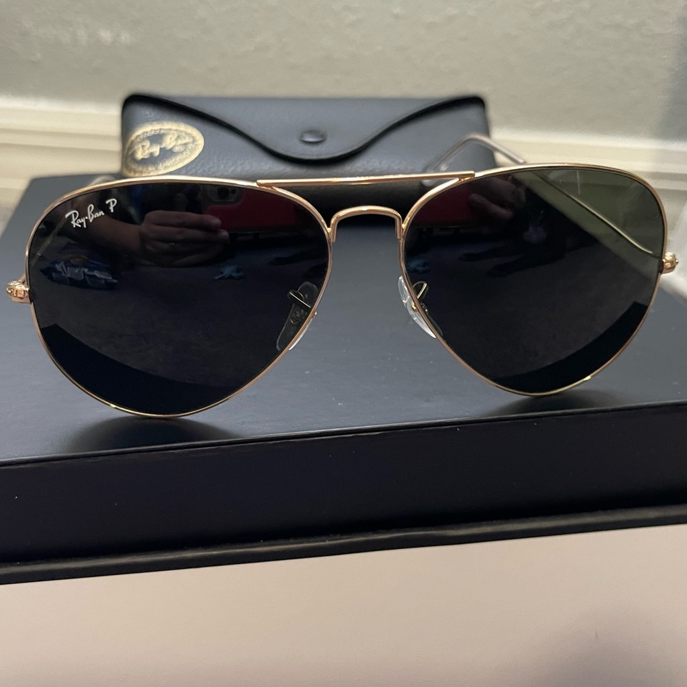 Ray Ban polarized Aviators sunglasses.